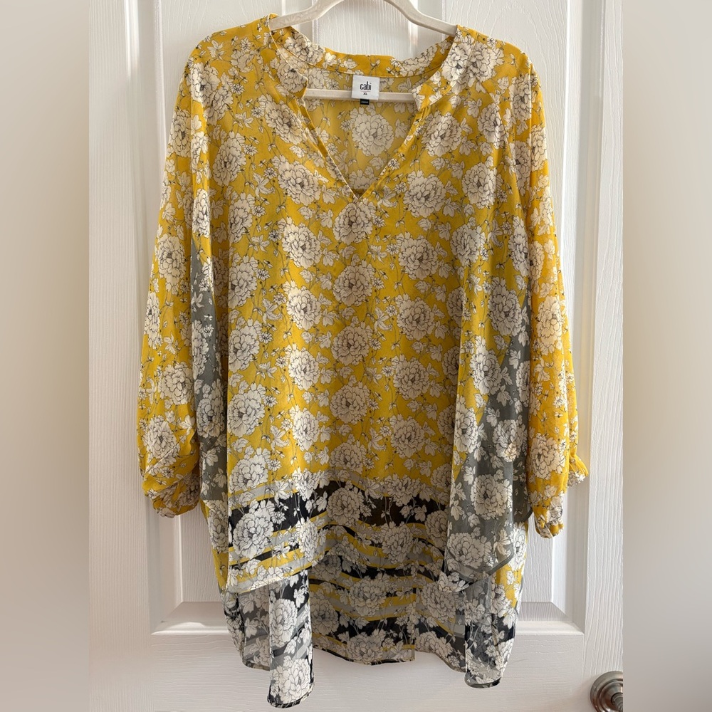 CAbi   Gather Blouse EUC XL